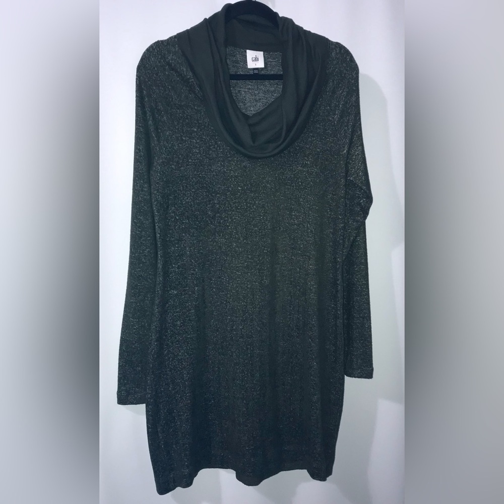CAbi Tunic Dress Long Sleeve Cowl Neck Small Heather Slub Green Solace Sweater